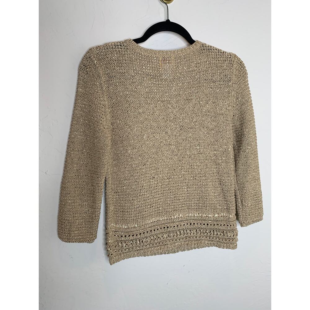 Gold Beaded Sweater Size Small Petite Turquoise Gold Rust Beads Western - Picture 8 of 8